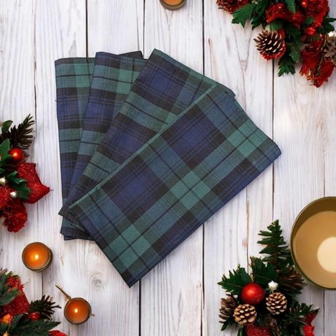 Cotton Table napkins Black Watch Tartan Plaid Christmas Burns Night