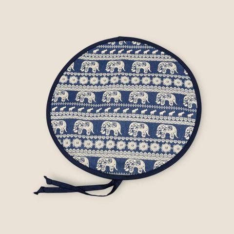 AGA lid cover Tops Range Covers Chef Pads Hob Covers White Elephants on Navy Canvas