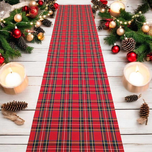 Red Royal Stewart Cotton Tartan Runner  Burns Night Christmas Wedding