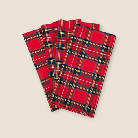 Cotton Table napkins Red Royal Stewart Tartan Plaid Christmas Burns Night