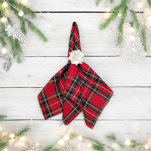 Cotton Table napkins Red Royal Stewart Tartan Plaid Christmas Burns Night