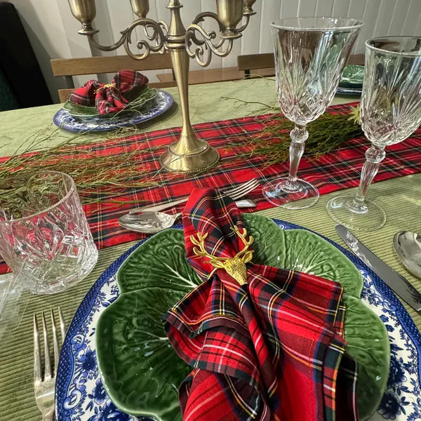 Cotton Table napkins Red Royal Stewart Tartan Plaid Christmas Burns Night